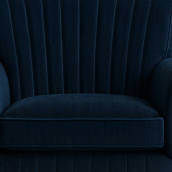Detailed Tufted Super Comfy Navy Blue Velvet Sofa Lounge Chair