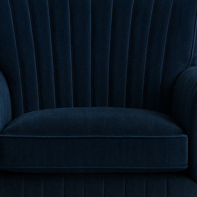 Detailed Tufted Super Comfy Navy Blue Velvet Sofa Lounge Chair