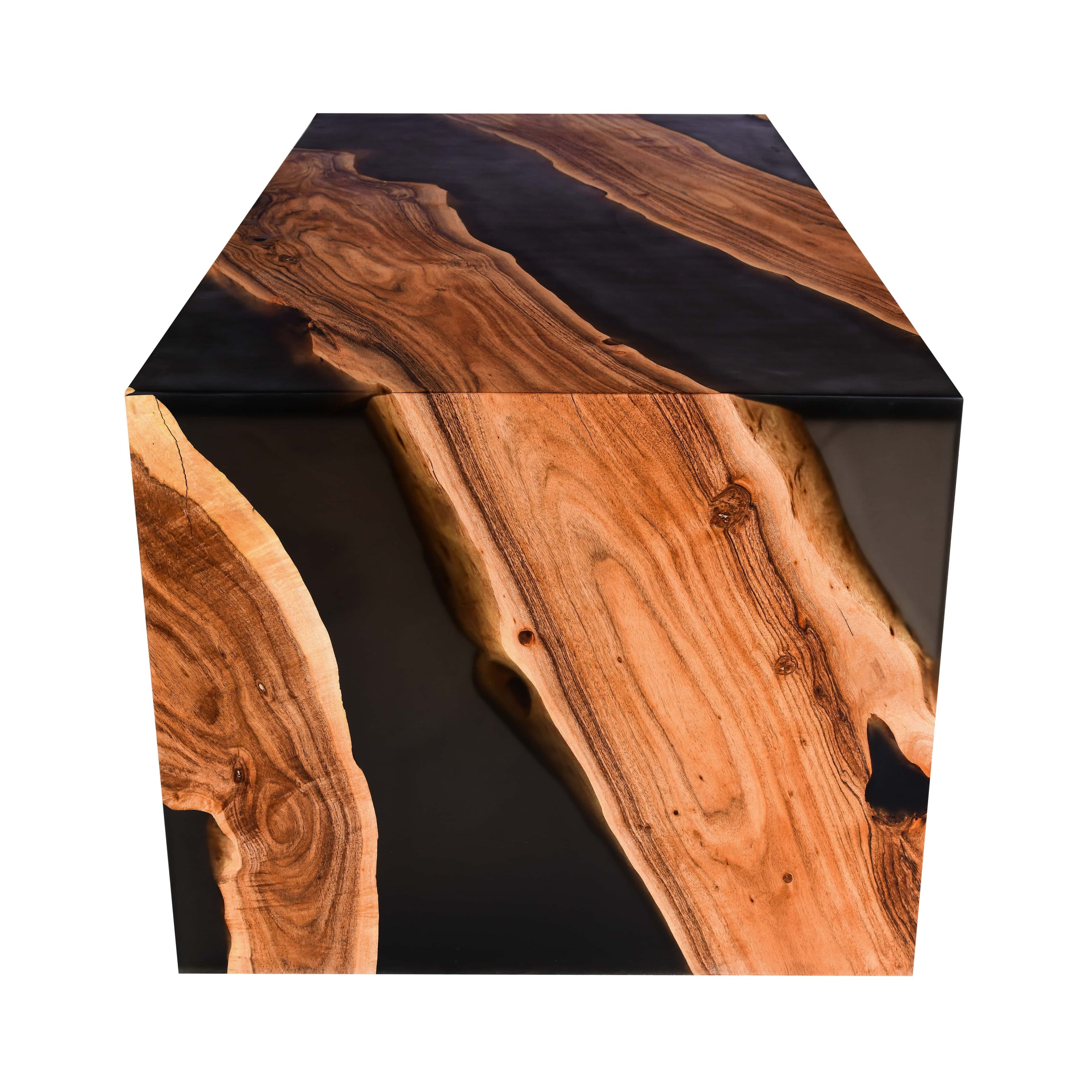 Modern Live-Edge Wood & Black Epoxy Resin Table