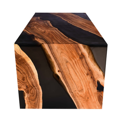 Modern Live-Edge Wood & Black Epoxy Resin Table