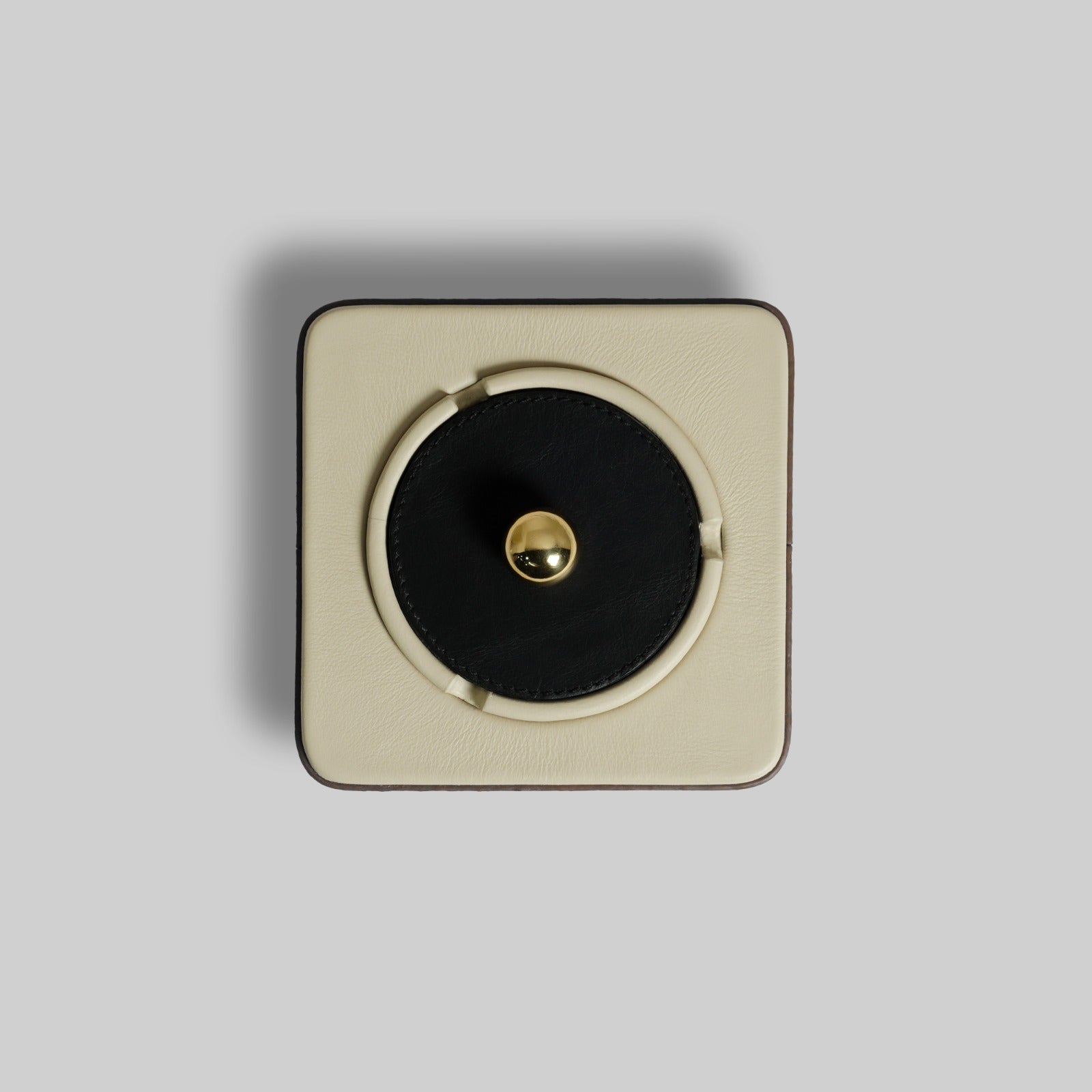 Grey leather ashtray top view India - The Mage Home