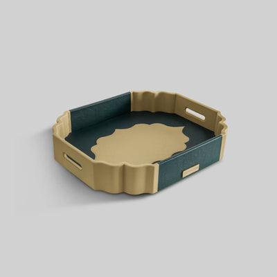 Jharokha leather tray close up arch detail India - The Mage Home
