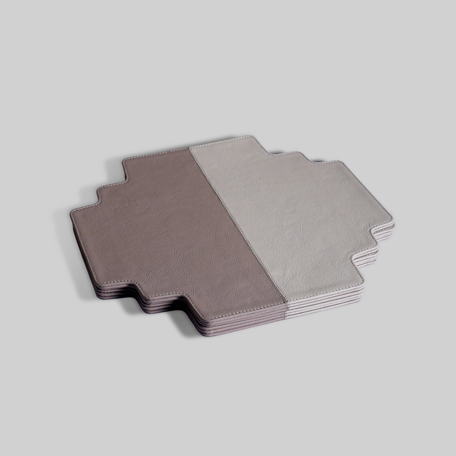 Grey Padao mats on dining table leather India - The Mage Home