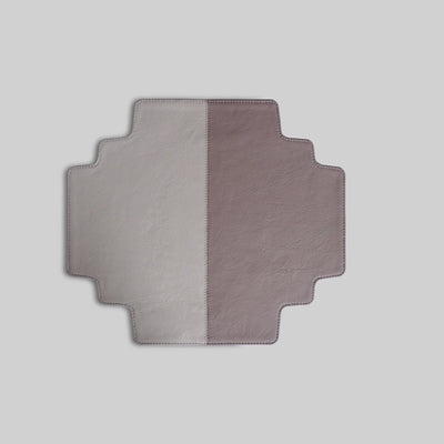 Grey Padao leather mat close up detail India - The Mage Home