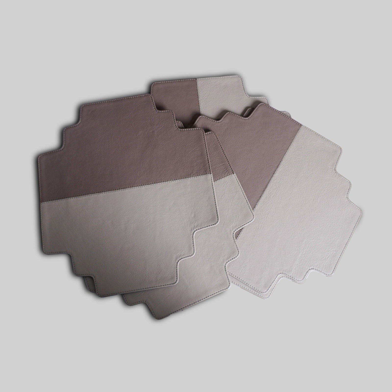 Grey Padao leather placemats side view India - The Mage Home