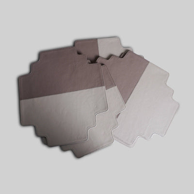 Grey Padao leather placemats side view India - The Mage Home