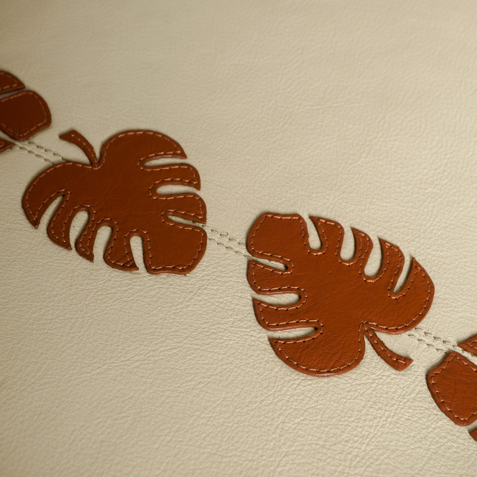 Botanical brown tray on coffee table leather India - The Mage Home