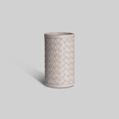 White Quin bottle holder front view premium leather India - The Mage Home