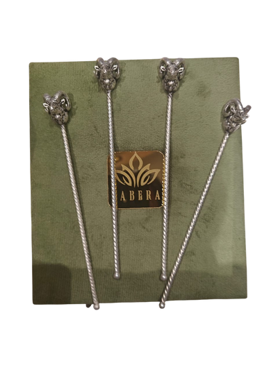 Elegant Silver Sheep Head Stirrer – Handcrafted Bar Accessory