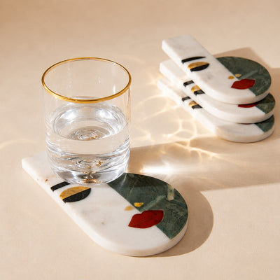 CECILIA - IVORY MULTI MARBLE TRIVET COASTER