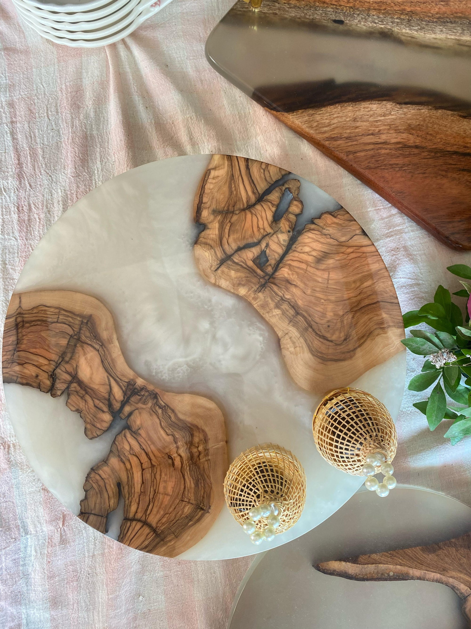 Handcrafted Resin & Olive Wood Platter