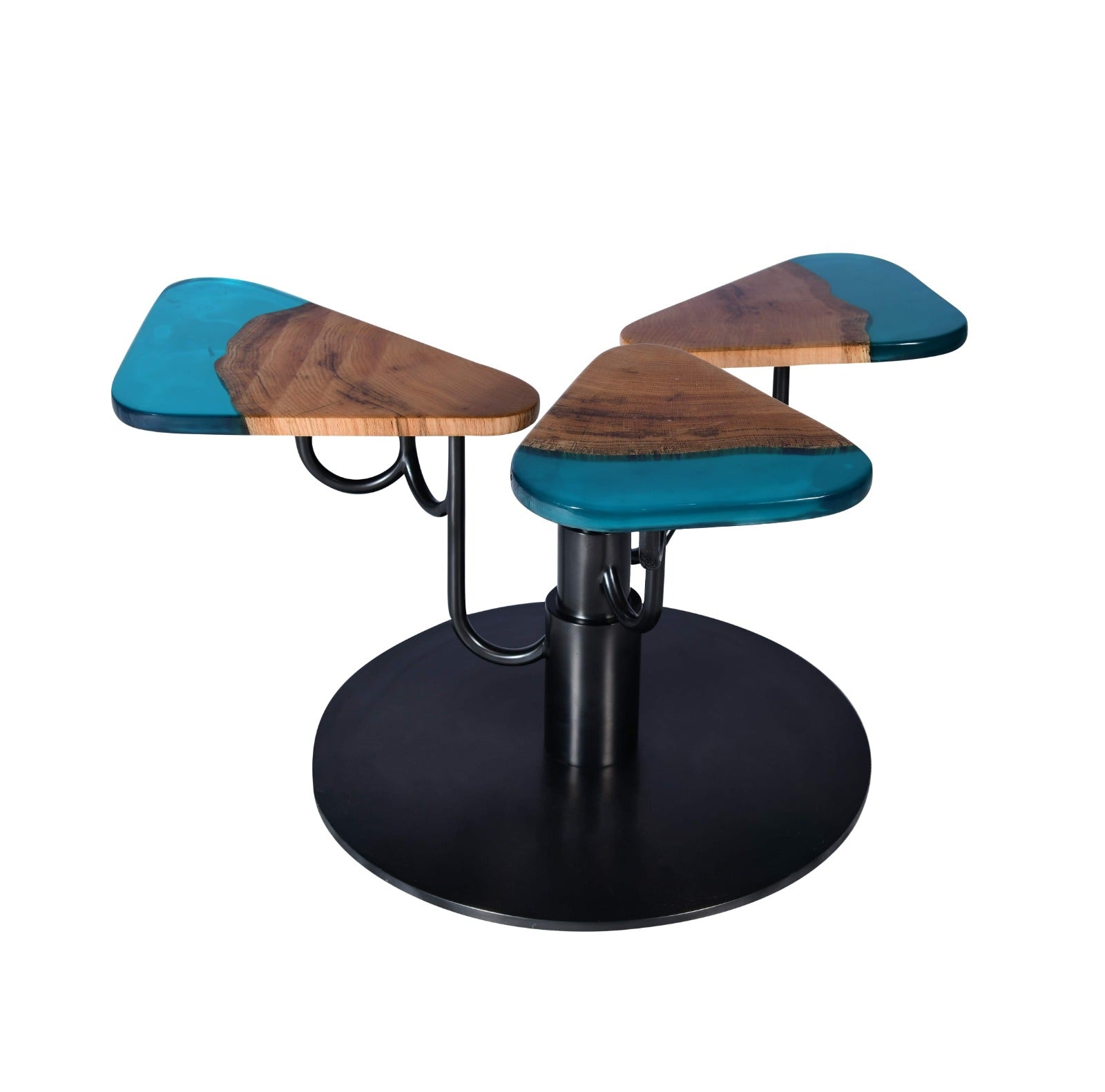 Wood & Ocean Blue Epoxy Tree Table