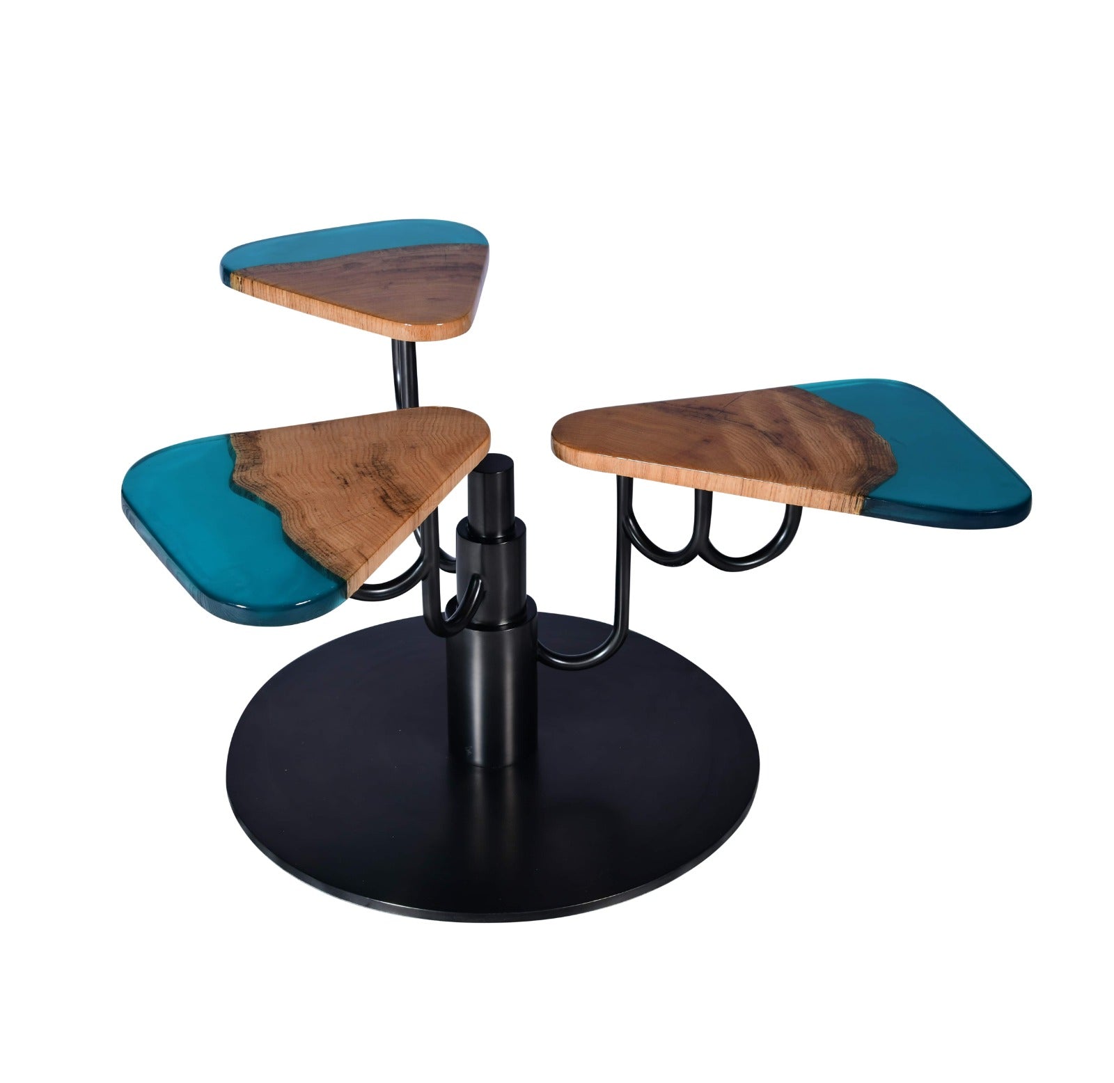 Wood & Ocean Blue Epoxy Tree Table