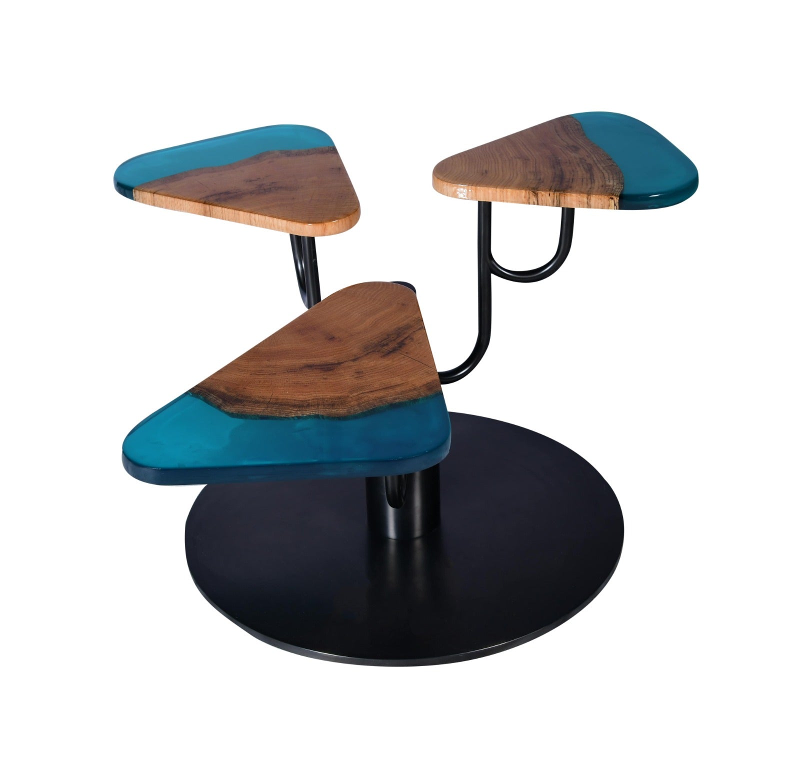 Wood & Ocean Blue Epoxy Tree Table