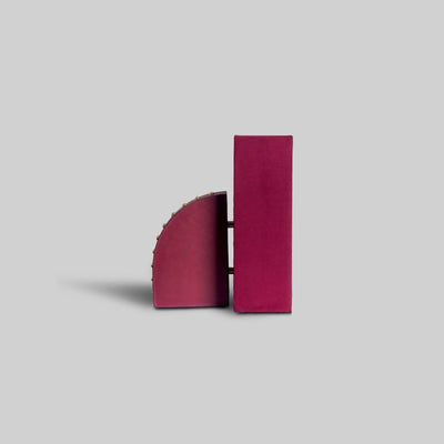 Cubist leather bookend side view India - The Mage Home