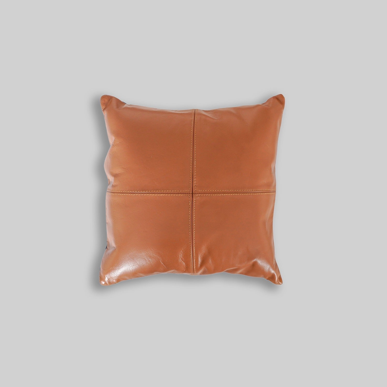Small leather cushion cover in premium brown leather for accent chairs