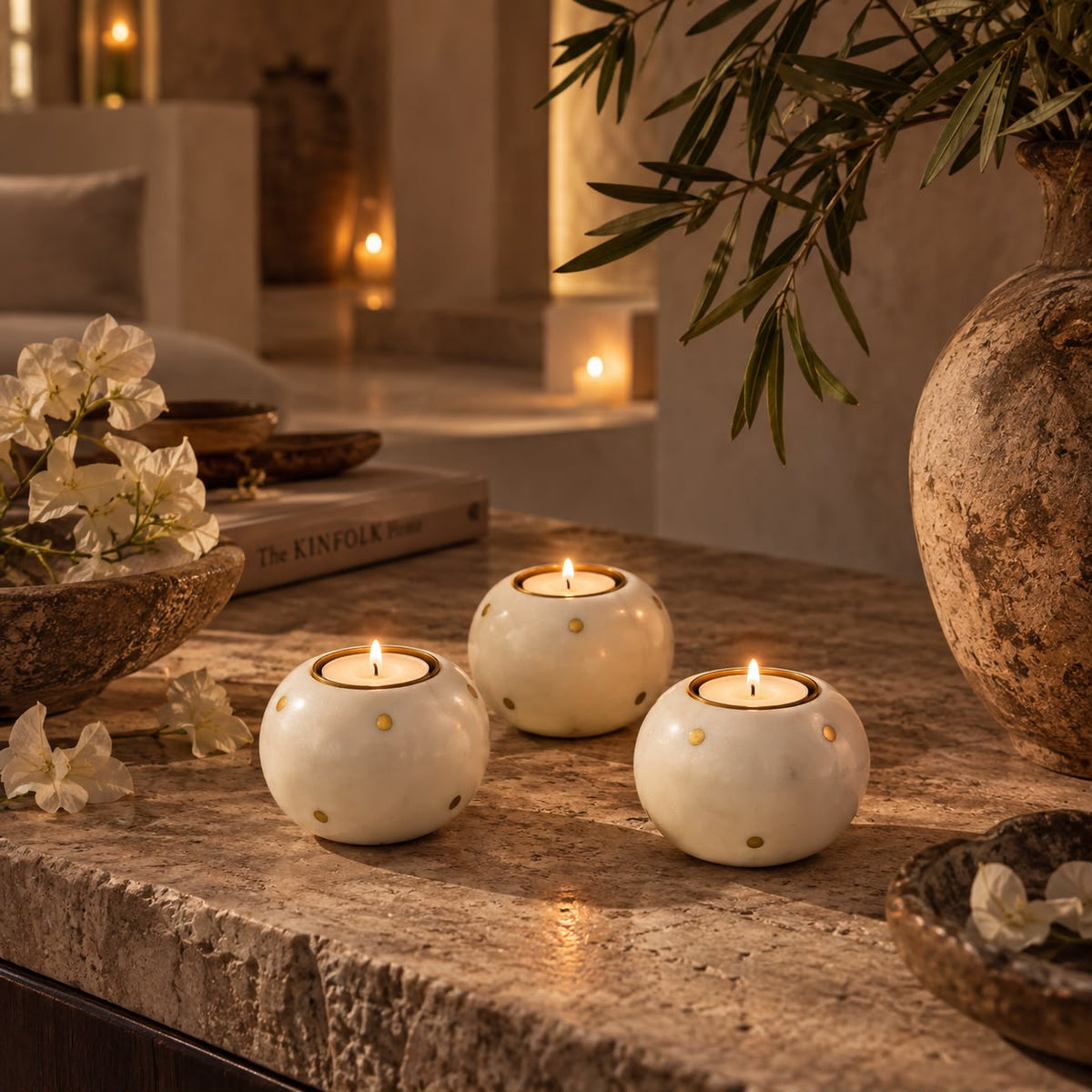 Set of 3 - Polka Dot Tealight Holders