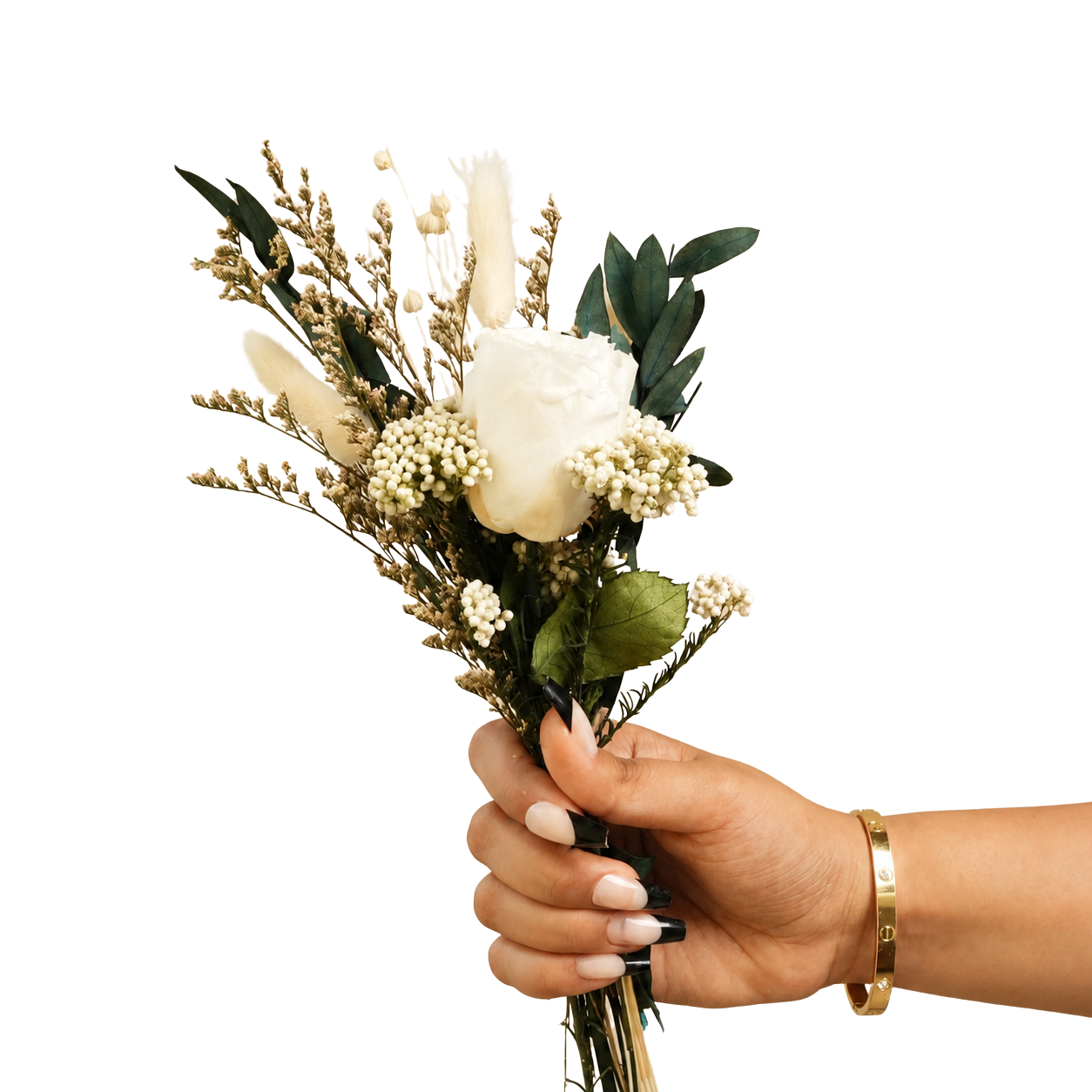 Snow Petal Preserved White Rose Bouquet | Dried Flower Gift Bouquet