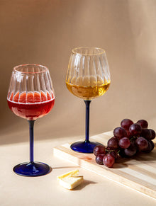 Ribbed Goblet Wine Glass - Blue