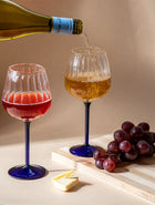 Ribbed Goblet Wine Glass - Blue