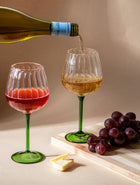 Ribbed Goblet Wine Glass - Green