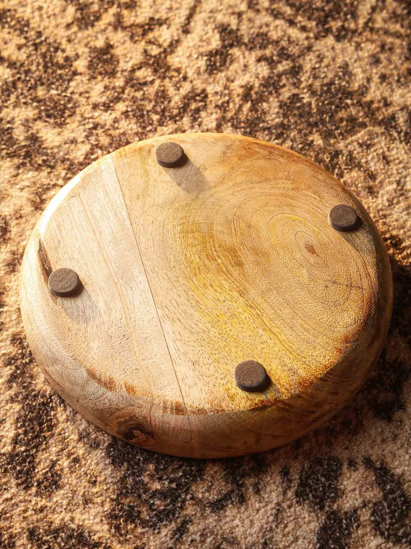 Wood Carved Small Tray Set of 2 White