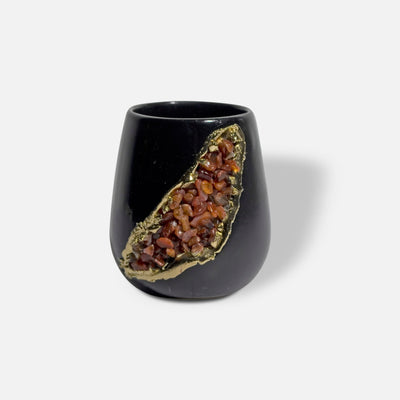 REGAN - BRASS CERAMIC STONE VASE