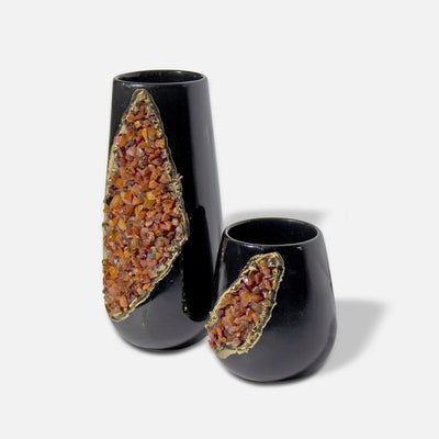 REGAN - BRASS CERAMIC STONE VASE