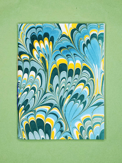 A5 Ebru Softcover Notebook Sky Blue & Yellow