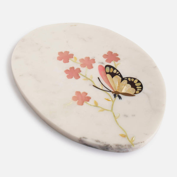 FLIPPER OVAL - MARBLE IVORY MULTICOLOR PLATTER