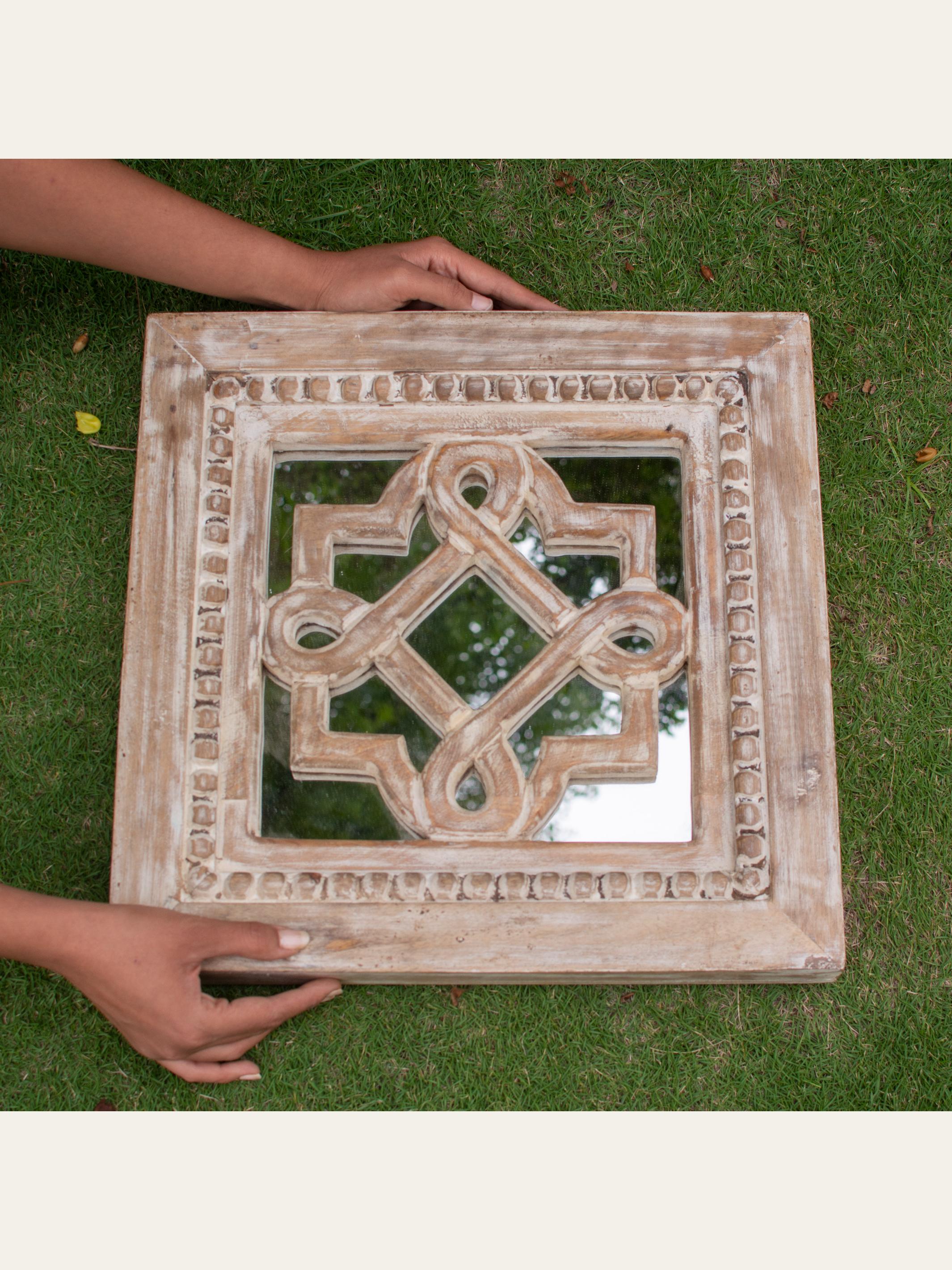 Aasma Wooden Carved Wall Mirror