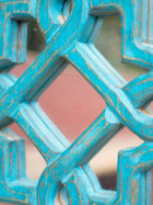 Aasma Wooden Decorative Wall Mirror Blue