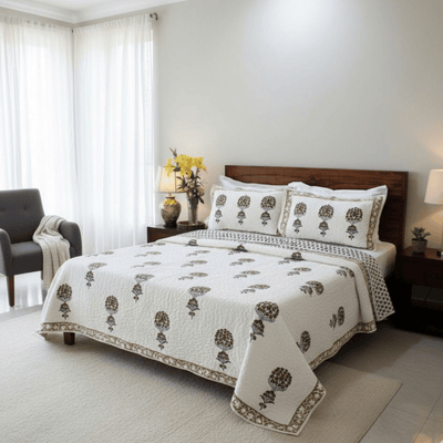Anand Bagh-Handblock Quilted Bedcover