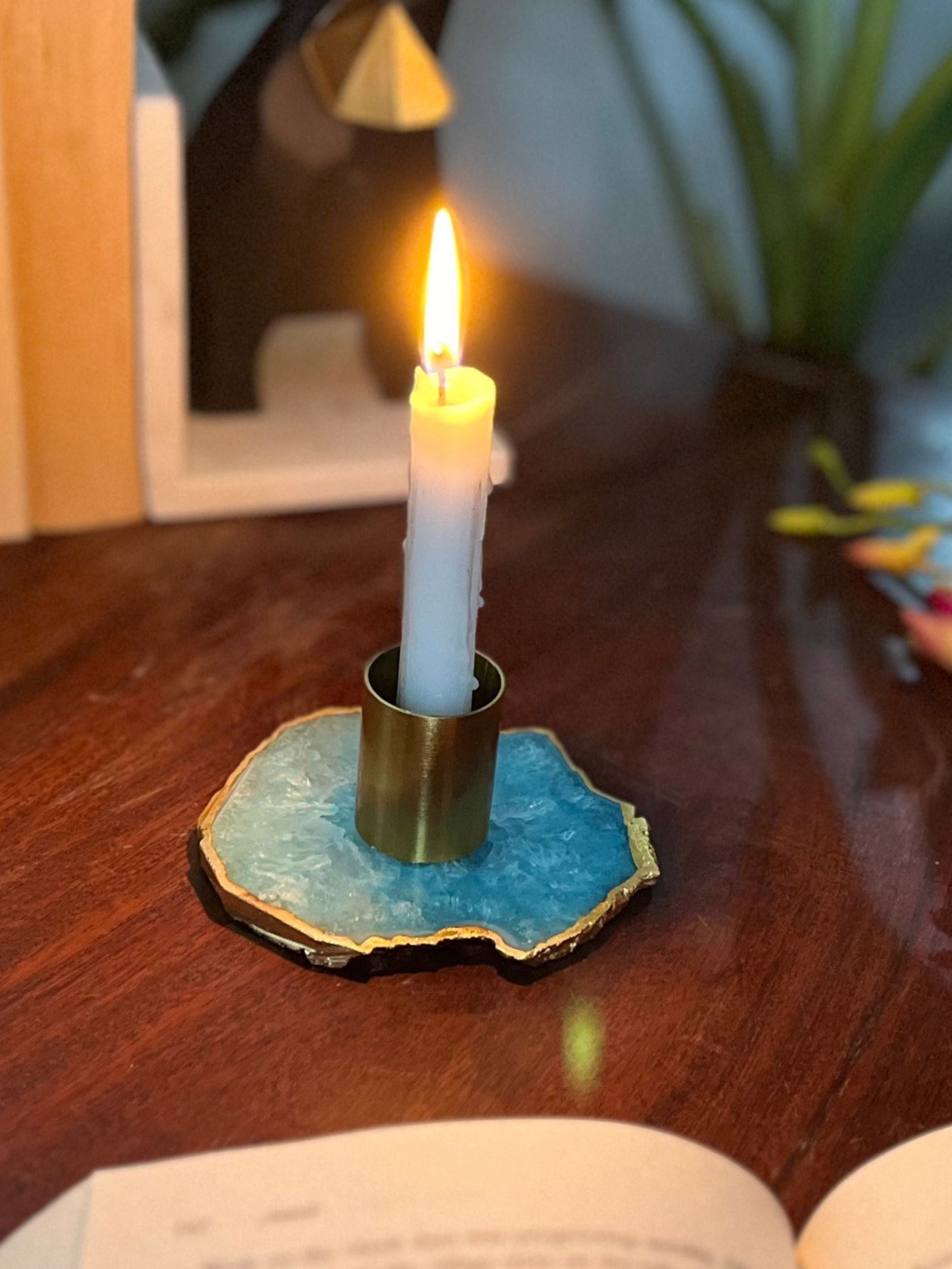Agate Taper Candle Holder