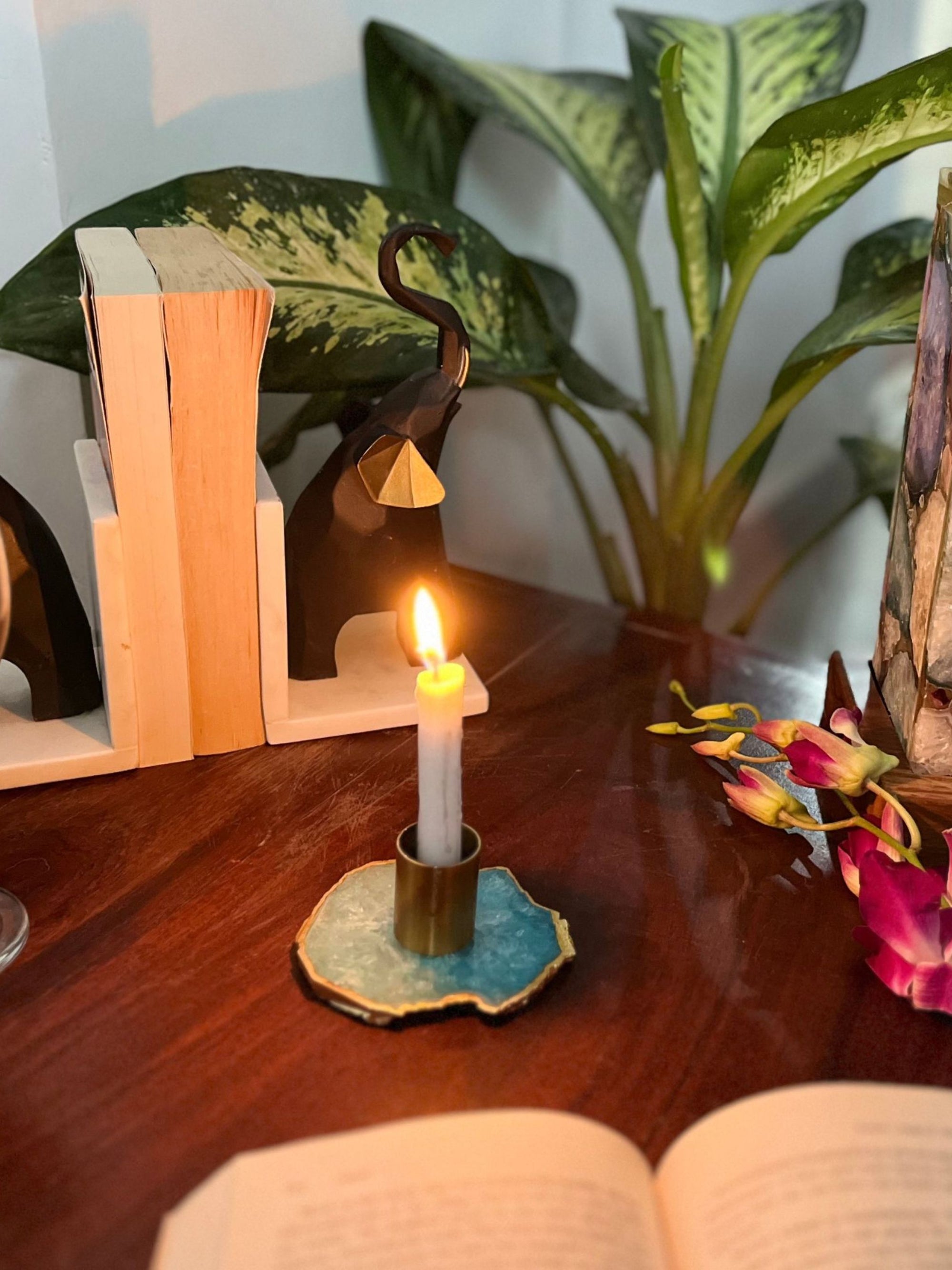 Agate Taper Candle Holder