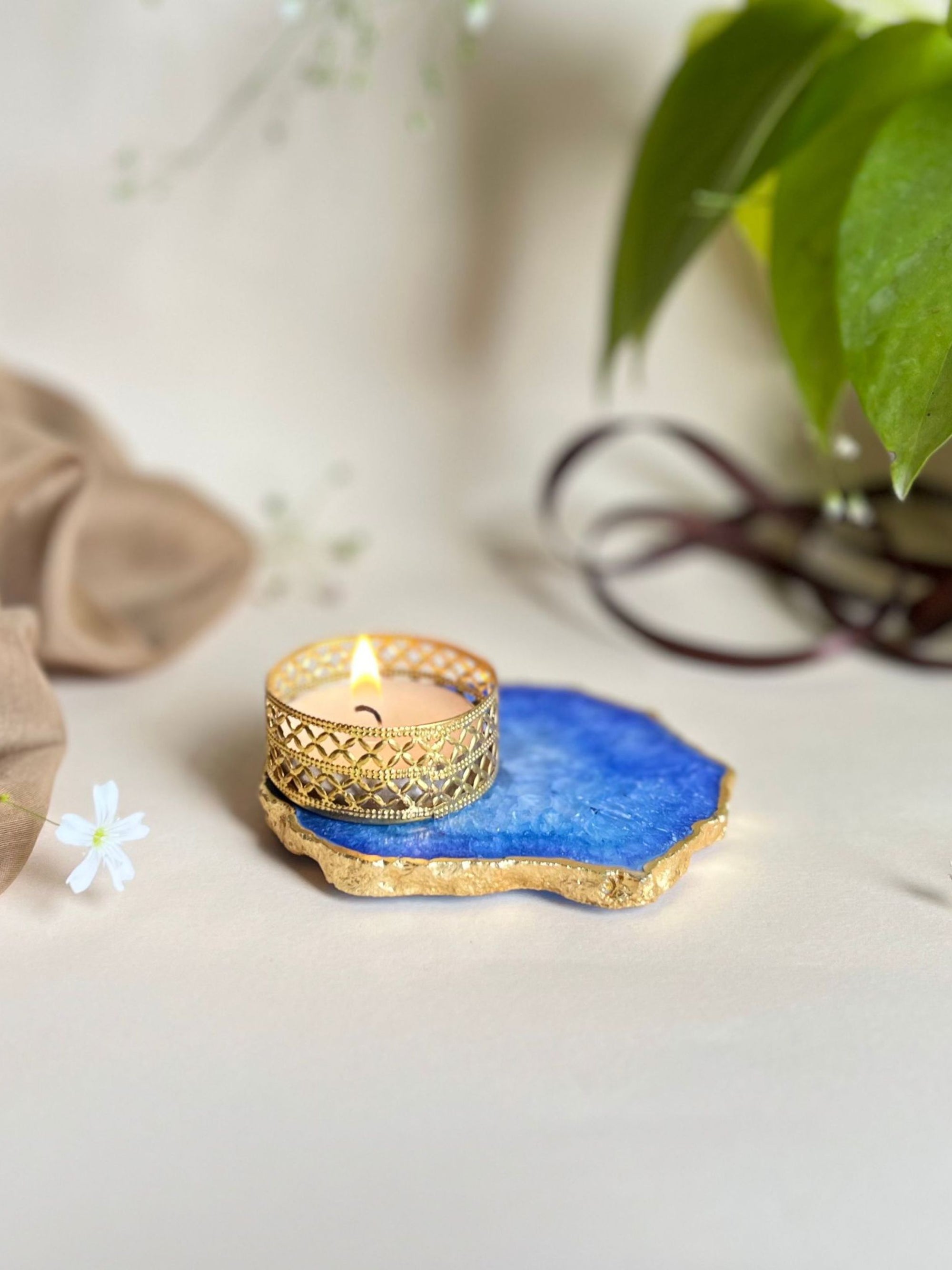 Agate Tea Light Holder Set of 2