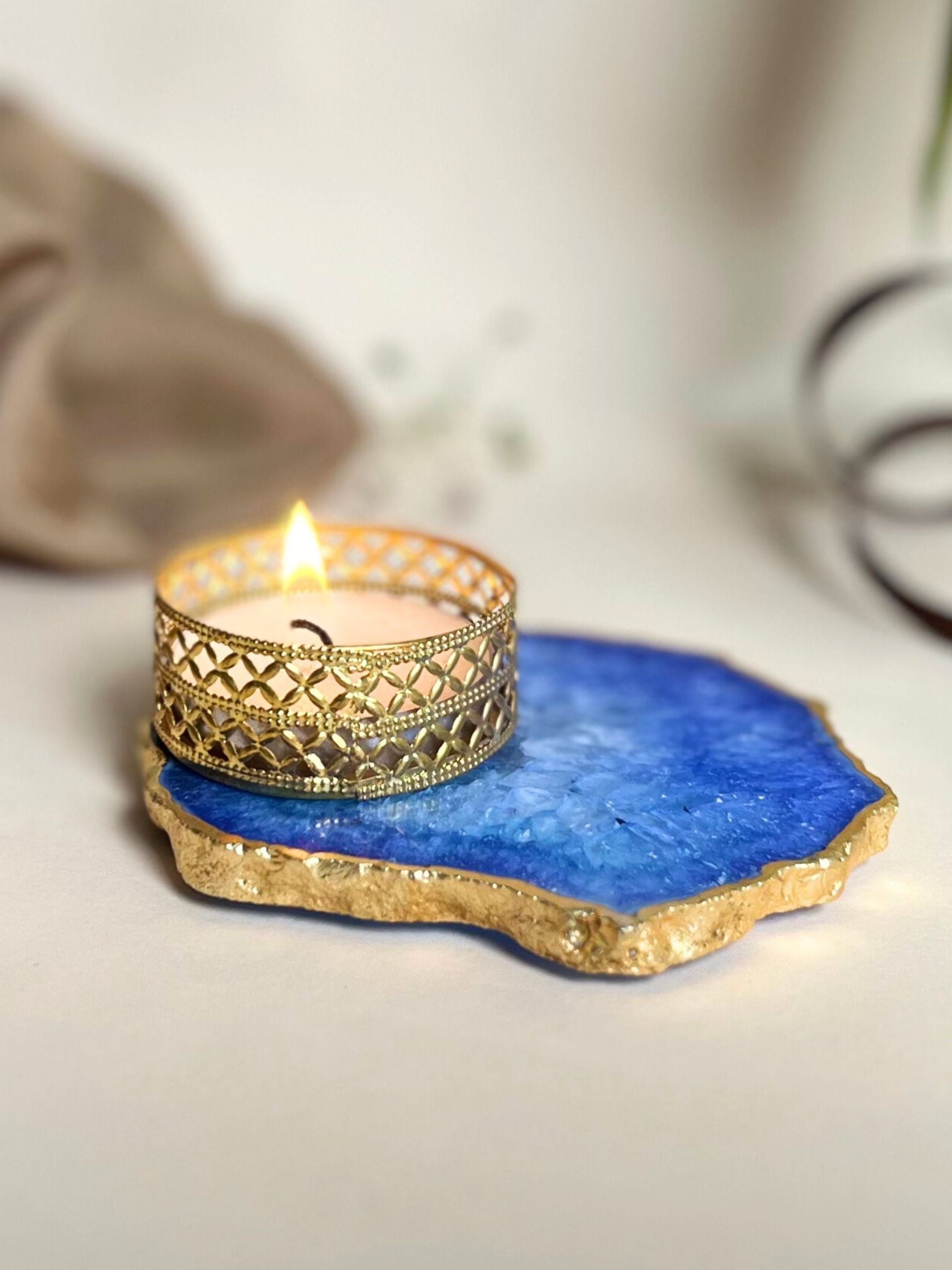 Agate Tea Light Holder Set of 2
