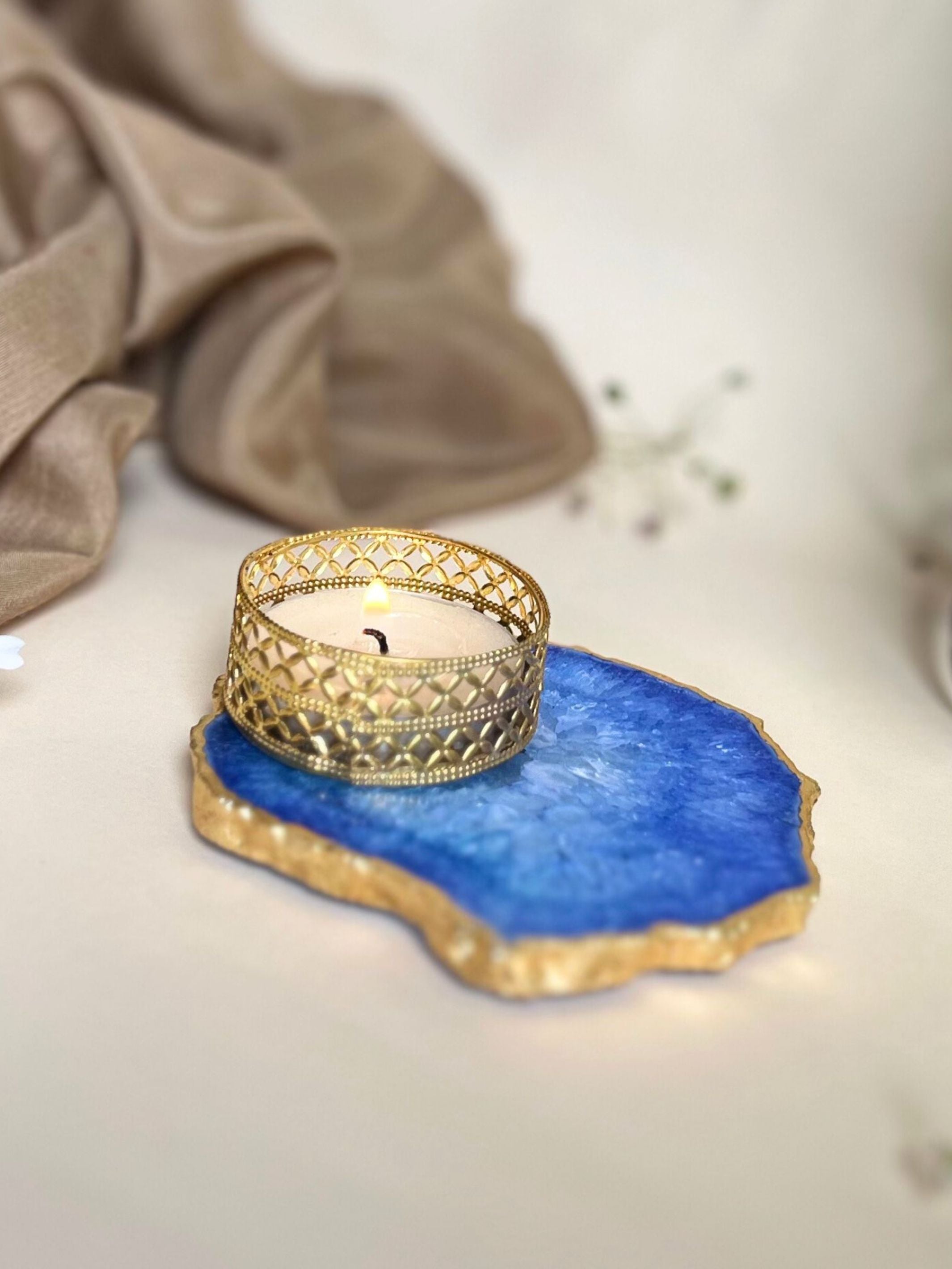 Agate Tea Light Holder Set of 2