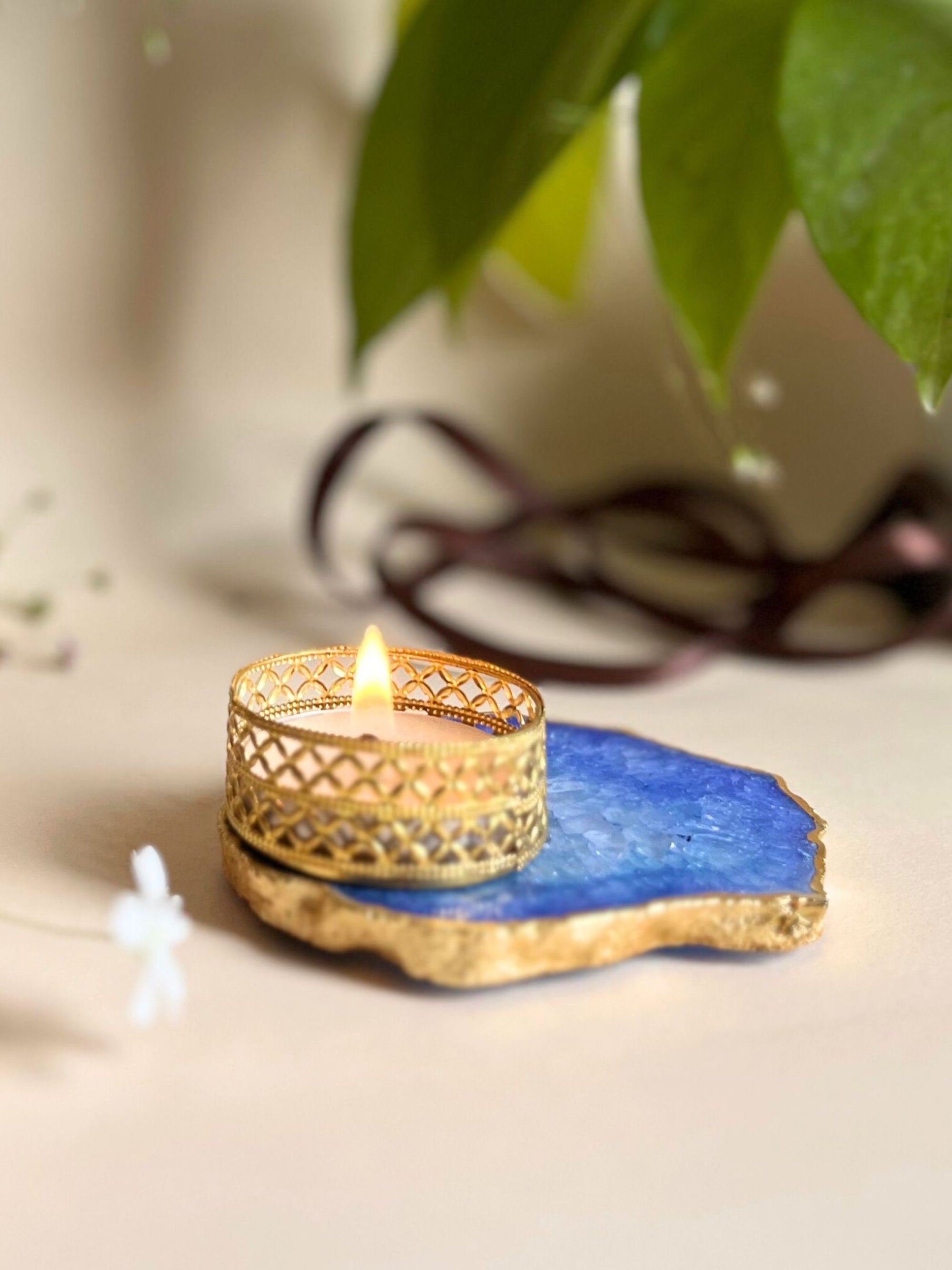 Agate Tea Light Holder Set of 2