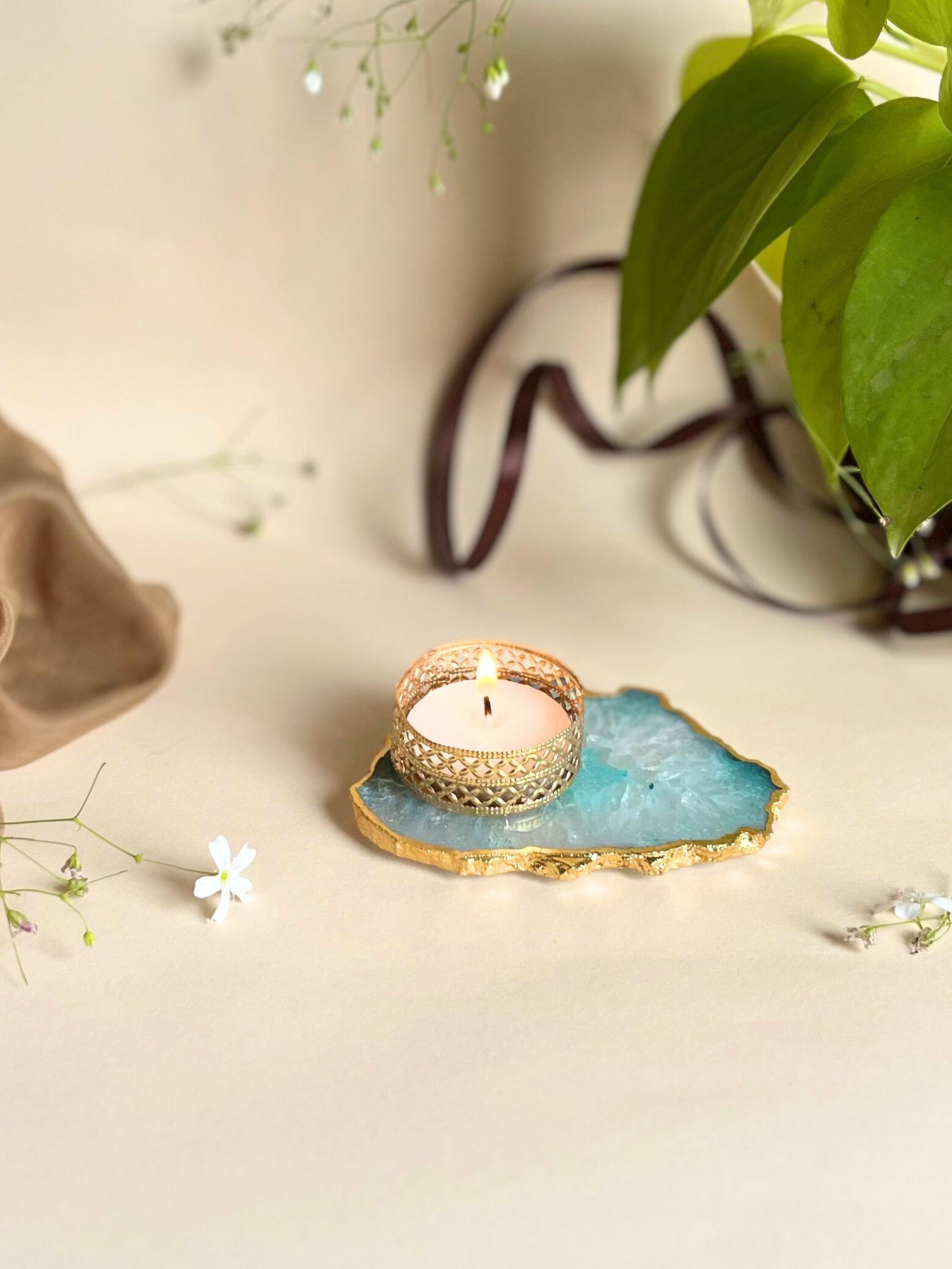Agate Tea Light Holder Set of 2