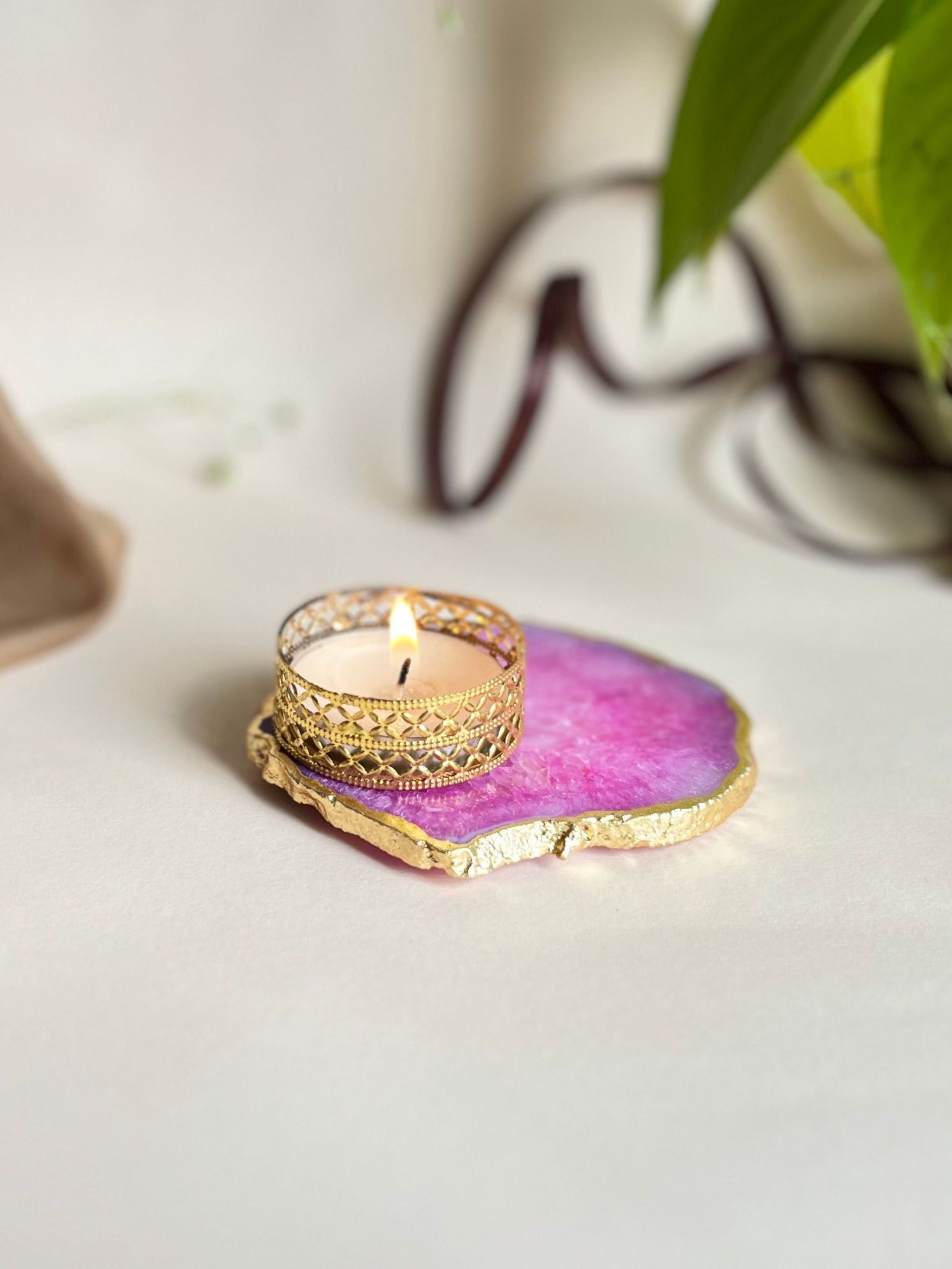 Agate Tea Light Holder Set of 2