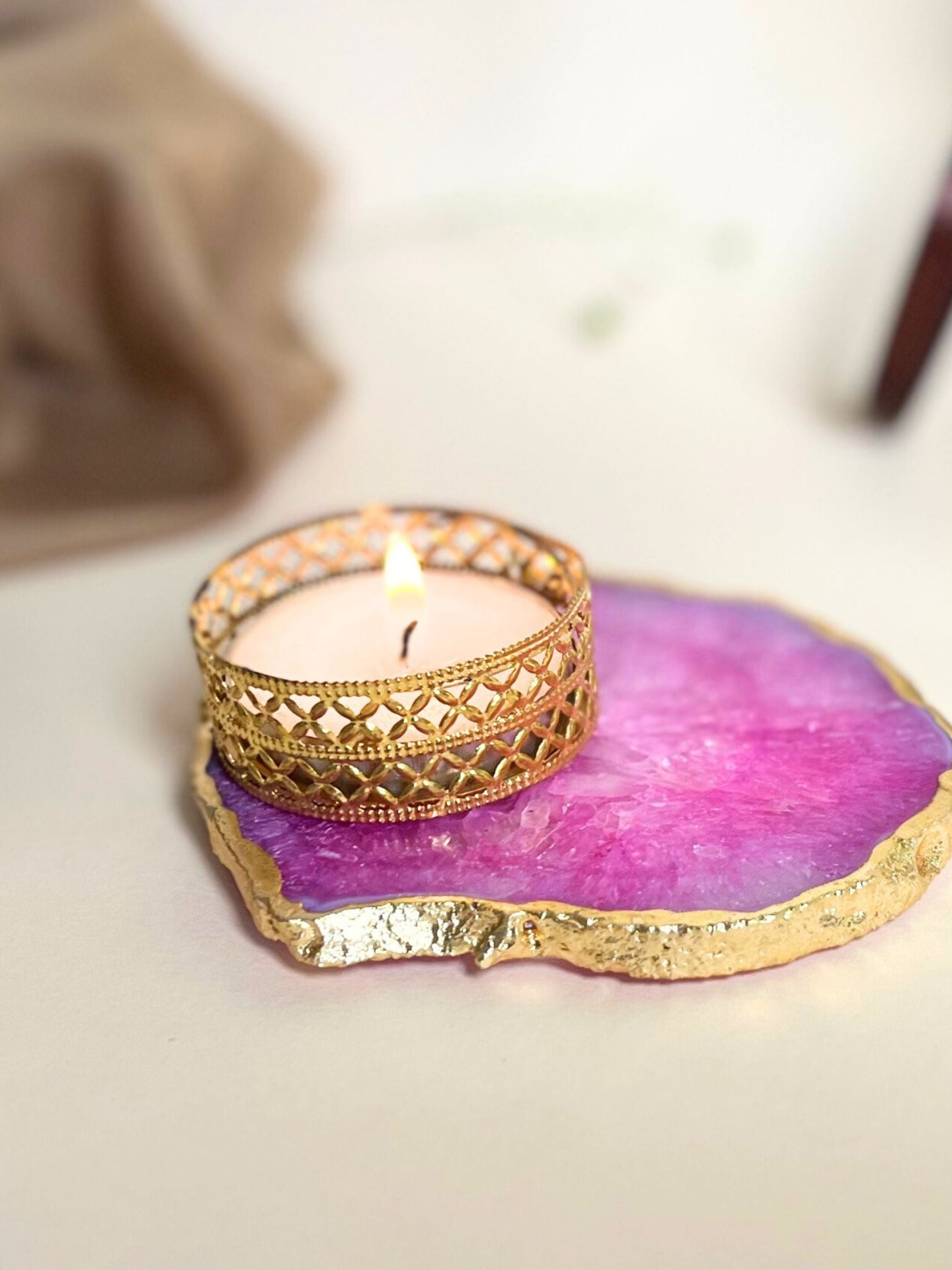 Agate Tea Light Holder Set of 2