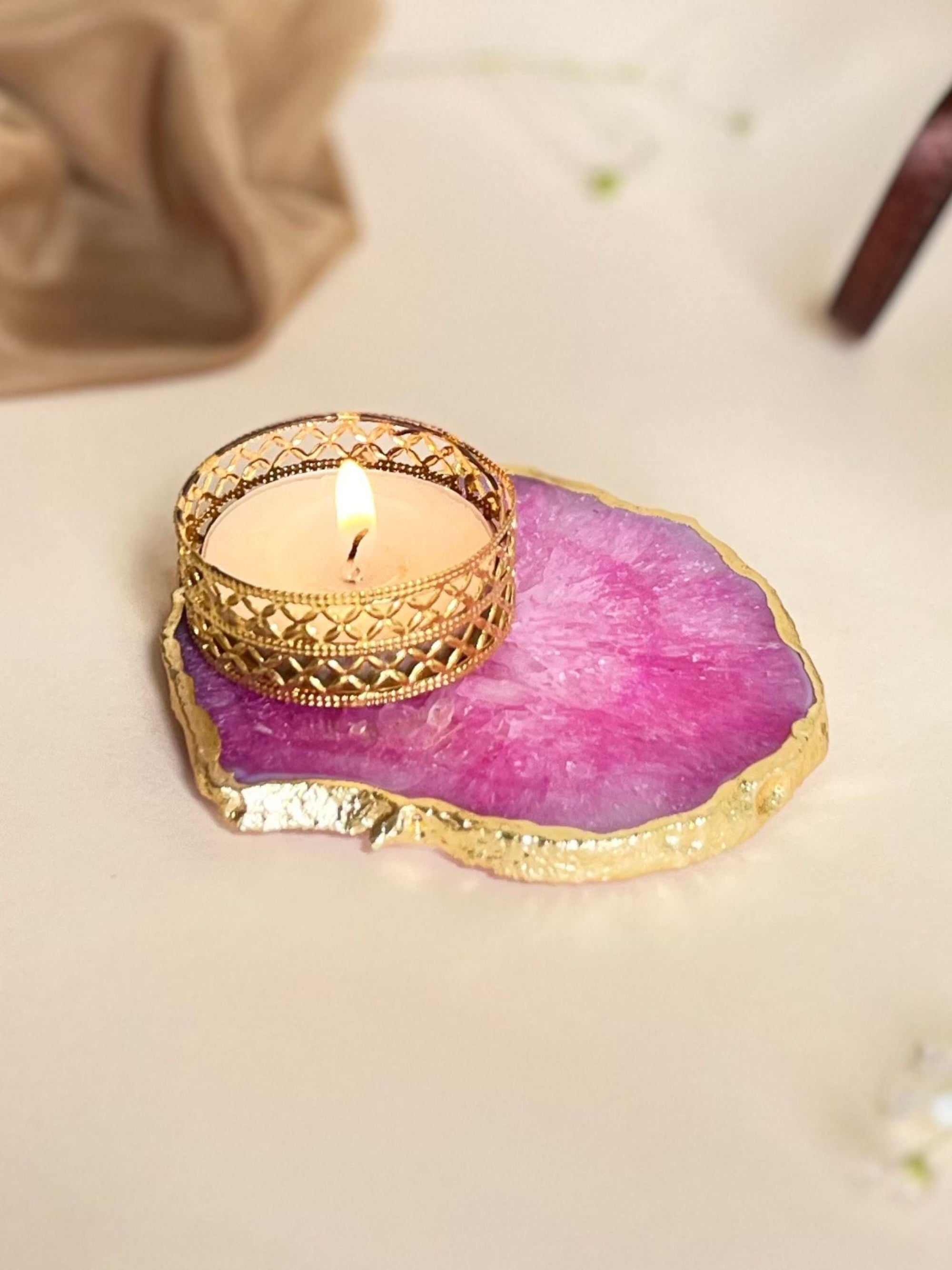 Agate Tea Light Holder Set of 2