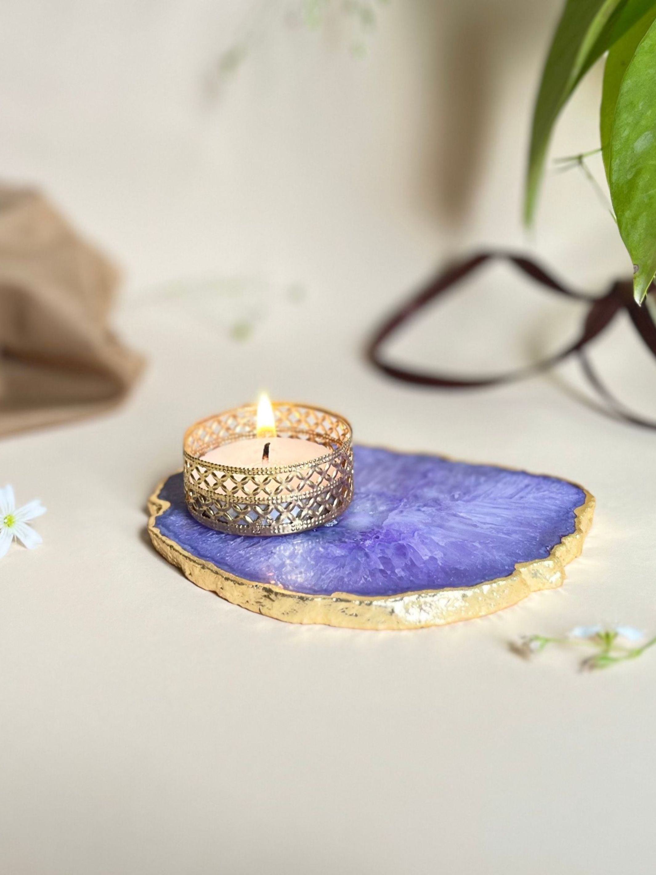 Agate Tea Light Holder Set of 2