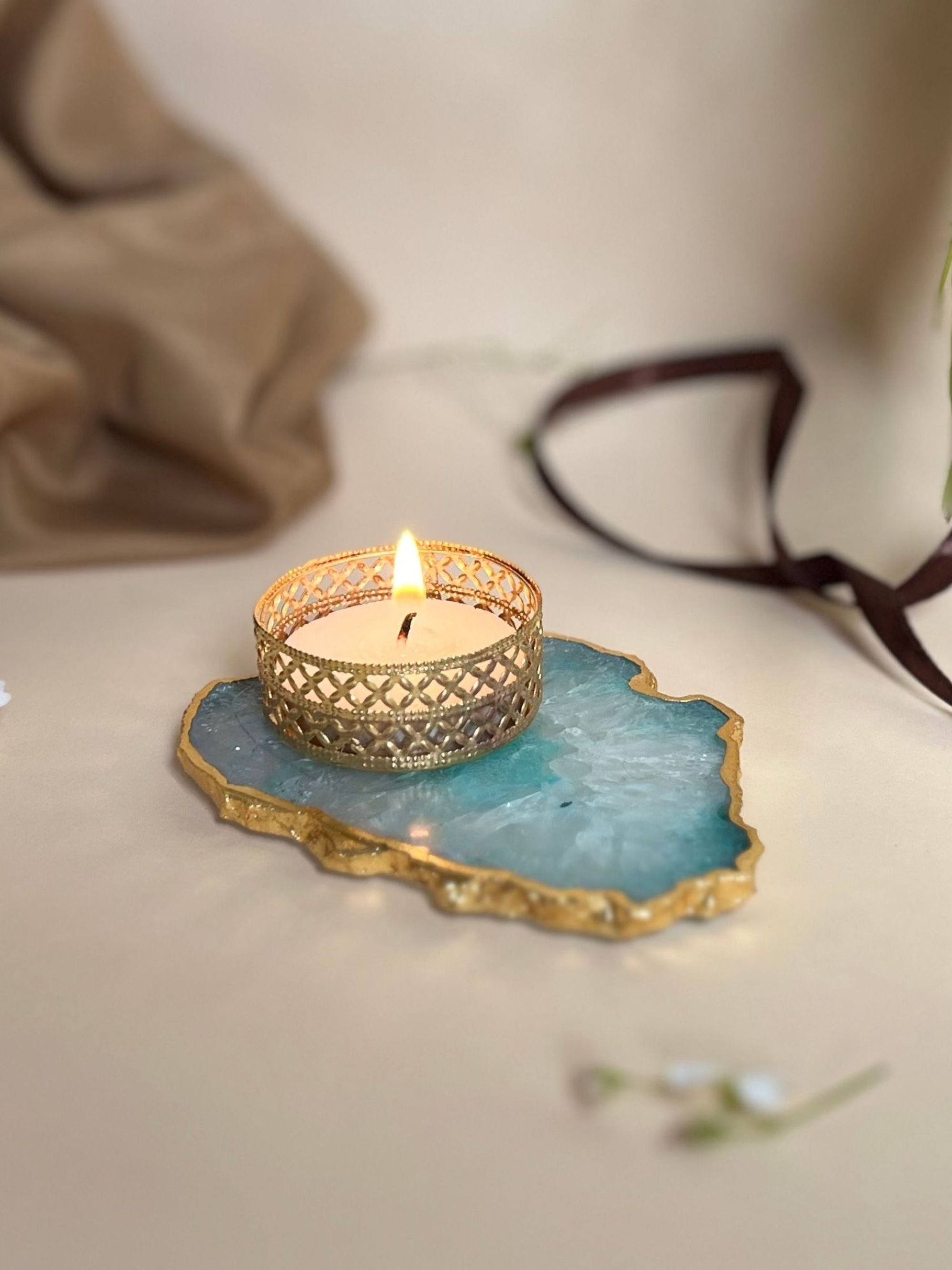 Agate Tea Light Holder Set of 2