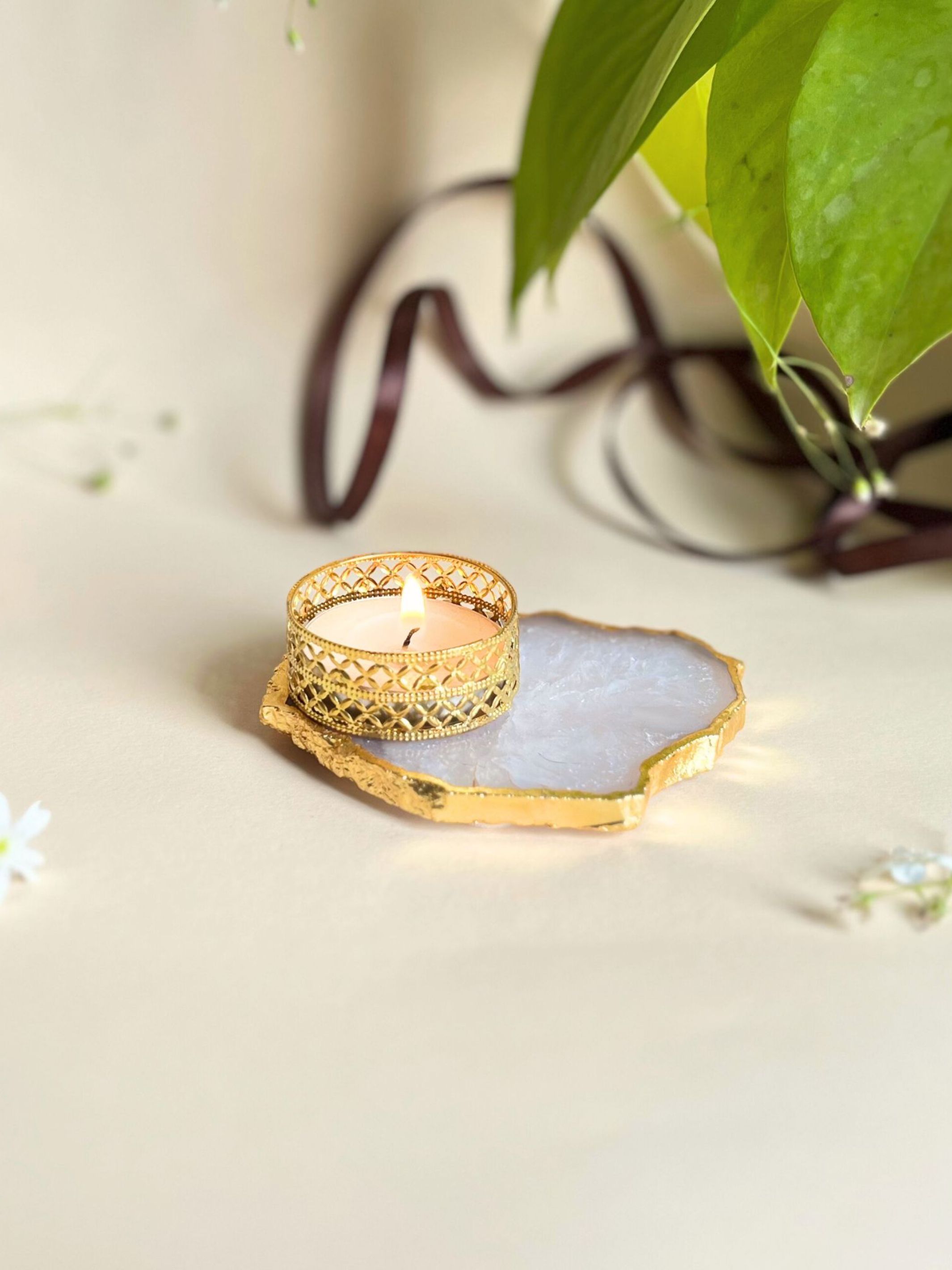 Agate Tea Light Holder Set of 2