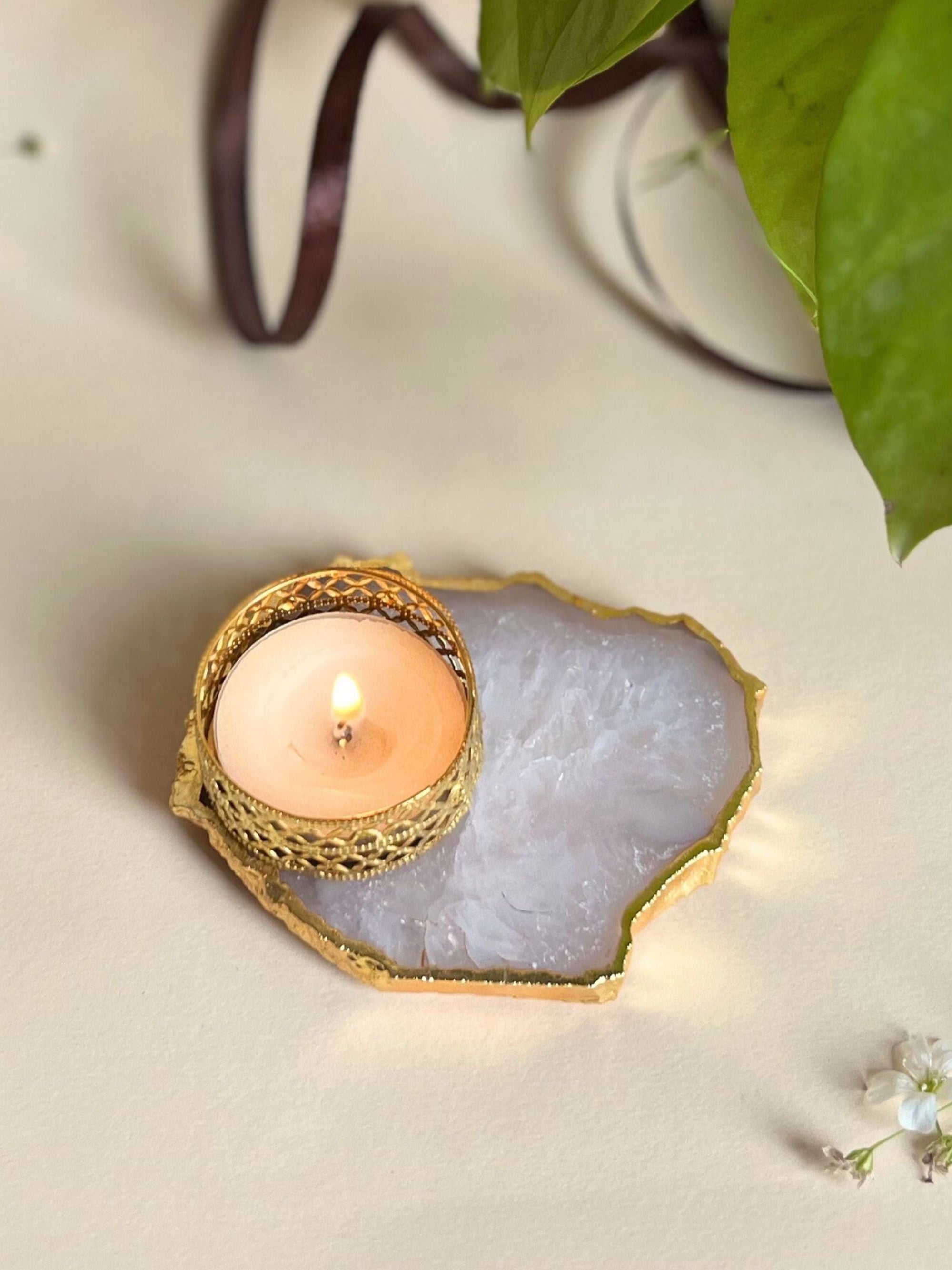 Agate Tea Light Holder Set of 2