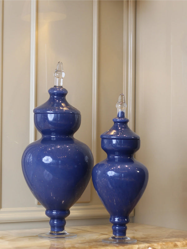 Allure Blue Vase With Lid - Short