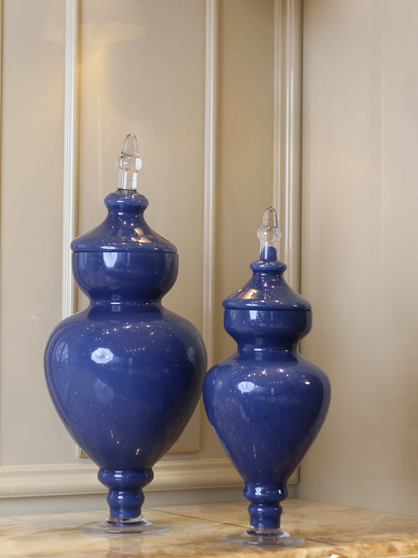 Allure Blue Vase With Lid - Tall