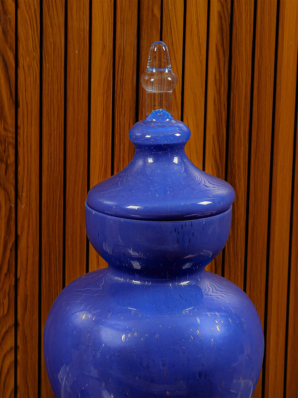 Allure Blue Vase With Lid - Tall